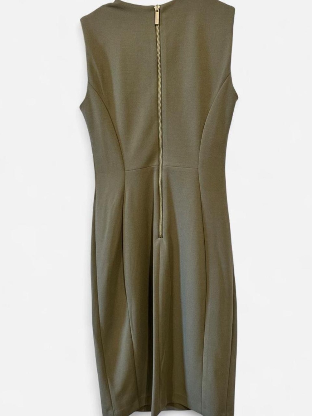 Calvin Klein Olive Green Sleeveless Sheath Dress - Picture 2 of 6